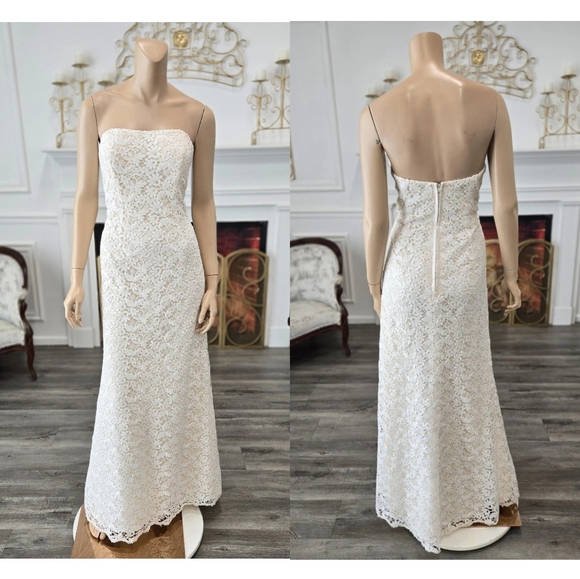 Galina Style WG3885 Ivory Guipure Lace Sheath Wedding dress sz 12 - Picture 1 of 1